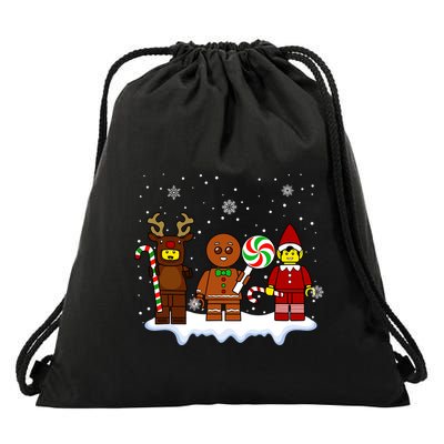 Block Brick Building Figure Christmas Master Builder Kids Drawstring Bag