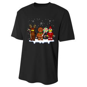 Block Brick Building Figure Christmas Master Builder Kids Performance Sprint T-Shirt