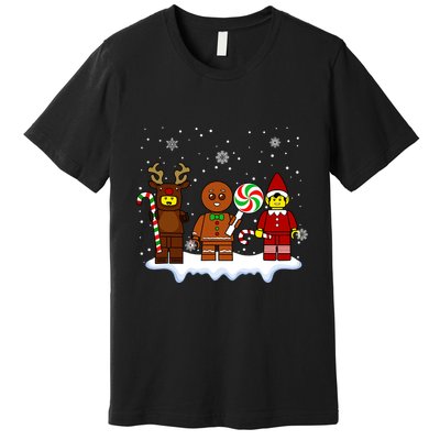 Block Brick Building Figure Christmas Master Builder Kids Premium T-Shirt