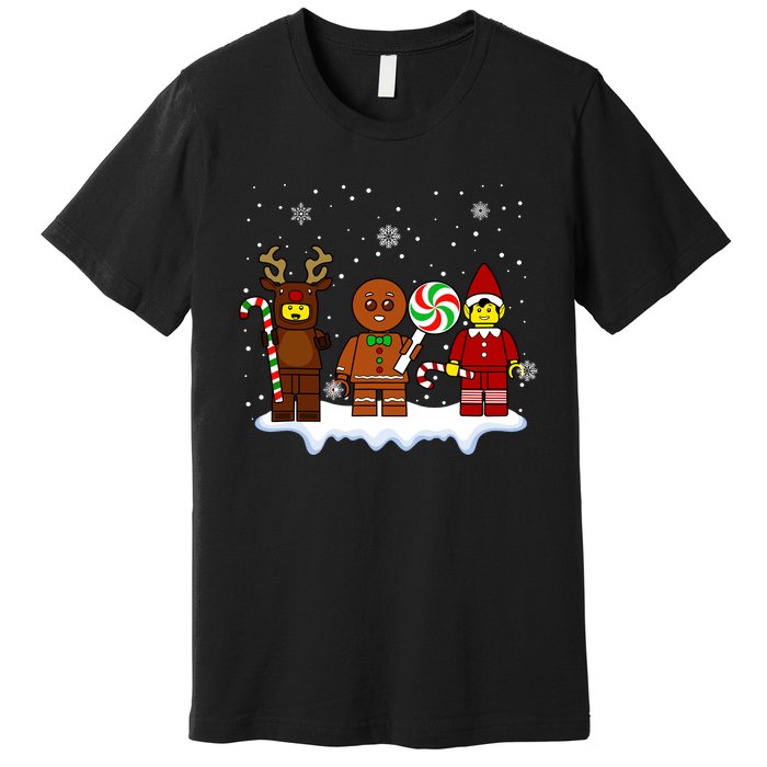 Block Brick Building Figure Christmas Master Builder Kids Premium T-Shirt