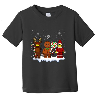 Block Brick Building Figure Christmas Master Builder Kids Toddler T-Shirt