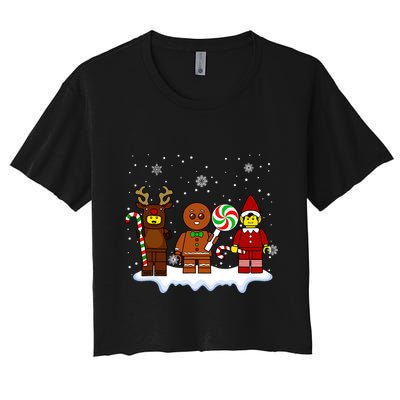 Block Brick Building Figure Christmas Master Builder Kids Crop Top