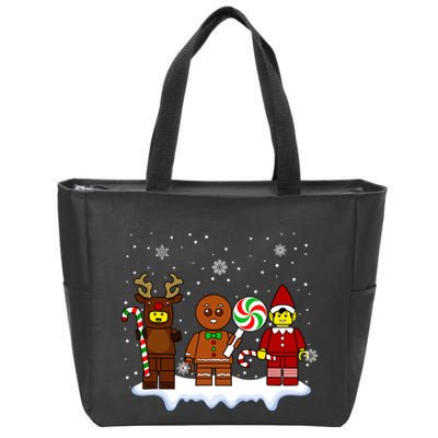 Block Brick Building Figure Christmas Master Builder Kids Zip Tote Bag
