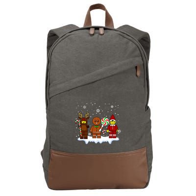 Block Brick Building Figure Christmas Master Builder Kids Cotton Canvas Backpack