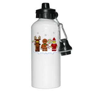 Block Brick Building Figure Christmas Master Builder Kids Aluminum Water Bottle