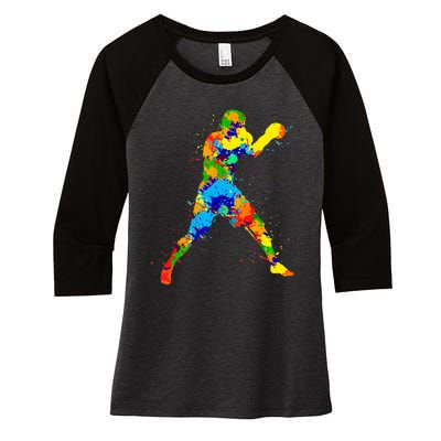 Boxing Boxer Boys Women's Tri-Blend 3/4-Sleeve Raglan Shirt