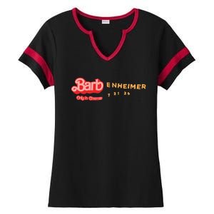 Barbenheimer Bar Bie Movie Oppenheimer Ladies Halftime Notch Neck Tee