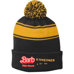 Barbenheimer Bar Bie Movie Oppenheimer Stripe Pom Pom Beanie