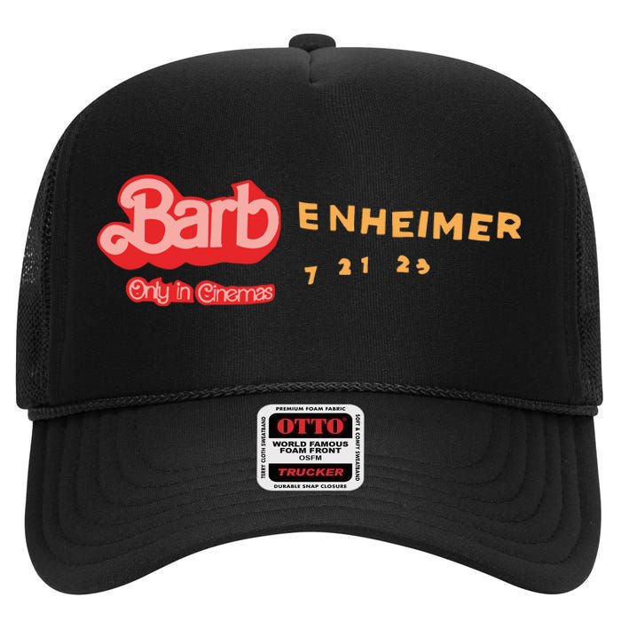 Barbenheimer Bar Bie Movie Oppenheimer High Crown Mesh Back Trucker Hat