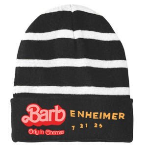 Barbenheimer Bar Bie Movie Oppenheimer Striped Beanie with Solid Band