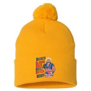 Bleach Blonde Bad Built Butch Body Pom Pom 12in Knit Beanie