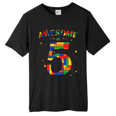 Building Blocks Bricks Awesome At 5 Years Old Birthday Boy Tall Fusion ChromaSoft Performance T-Shirt