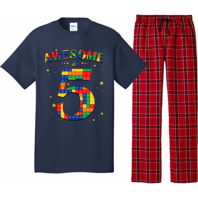 Building Blocks Bricks Awesome At 5 Years Old Birthday Boy Pajama Set