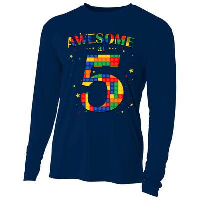 Building Blocks Bricks Awesome At 5 Years Old Birthday Boy Cooling Performance Long Sleeve Crew