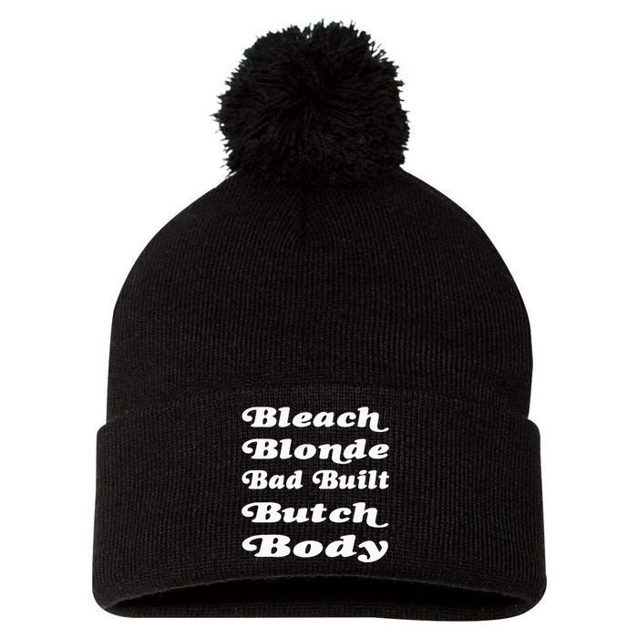 Bleach Blonde Bad Built Butch Body Pom Pom 12in Knit Beanie