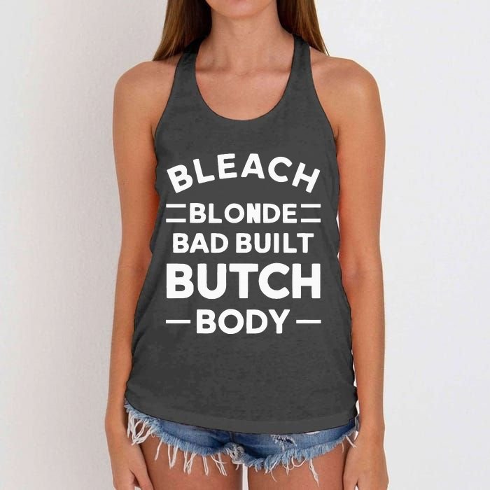 Bleach Blonde Bad Built Butch Body Women's Knotted Racerback Tank