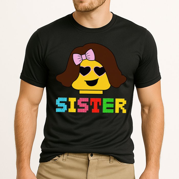 Building Bricks Blocks Sister Master Builder Family Matching Performance Shirt