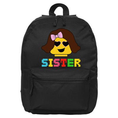 Building Bricks Blocks Sister Master Builder Family Matching 16 in Basic Backpack