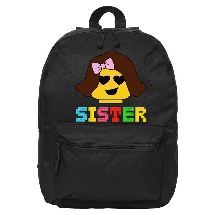 Building Bricks Blocks Sister Master Builder Family Matching 16 in Basic Backpack