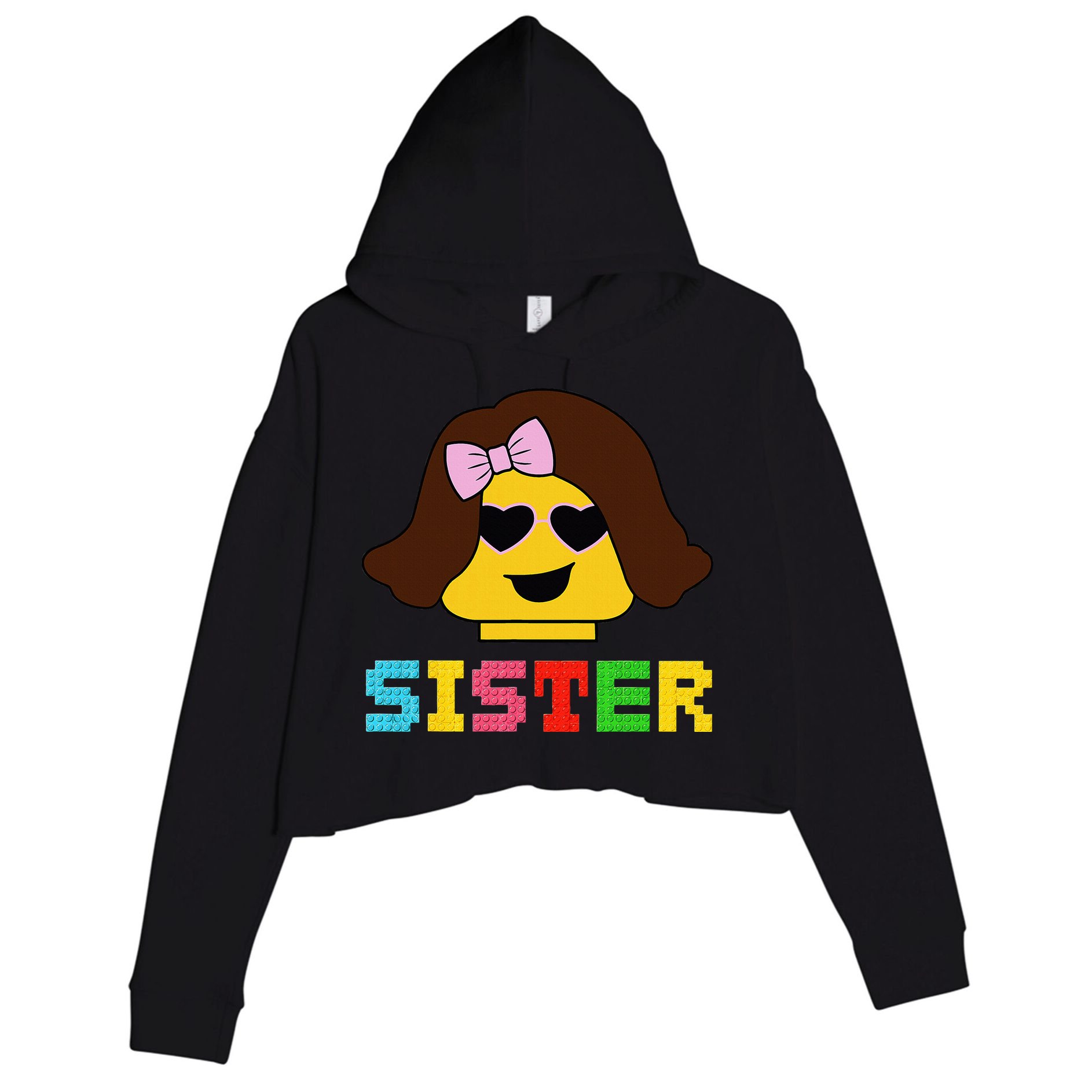 Building Bricks Blocks Sister Master Builder Family Matching Crop Fleece Hoodie