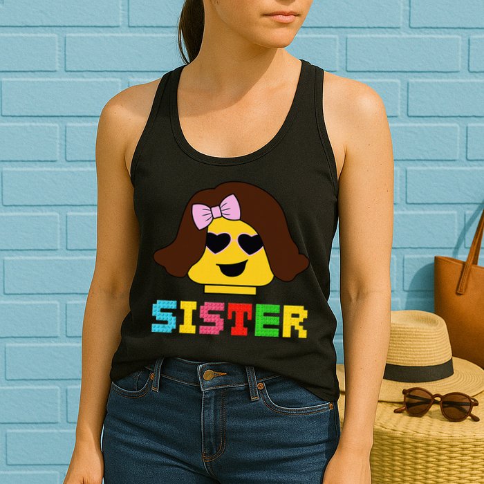 Building Bricks Blocks Sister Master Builder Family Matching Womens Tank Top