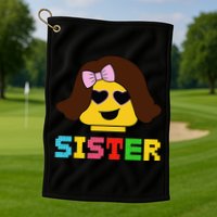 Building Bricks Blocks Sister Master Builder Family Matching Golf Towel