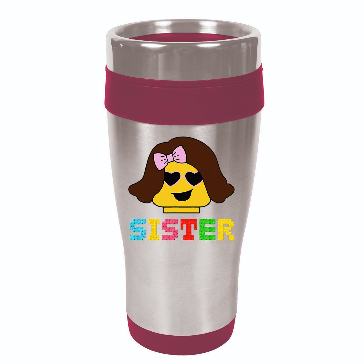 Building Bricks Blocks Sister Master Builder Family Matching 16oz Travel Tumbler
