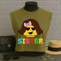 Building Bricks Blocks Sister Master Builder Family Matching Garment-Dyed Women's Muscle Tee