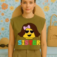 Building Bricks Blocks Sister Master Builder Family Matching Garment-Dyed Women's Muscle Tee