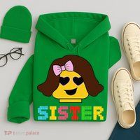 Building Bricks Blocks Sister Master Builder Family Matching Hoodie