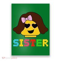 Building Bricks Blocks Sister Master Builder Family Matching Poster