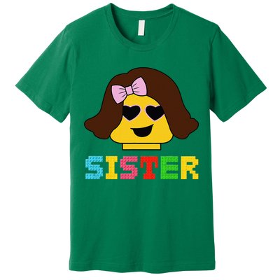Building Bricks Blocks Sister Master Builder Family Matching Premium T-Shirt