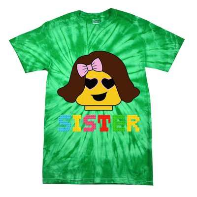 Building Bricks Blocks Sister Master Builder Family Matching Tie-Dye T-Shirt
