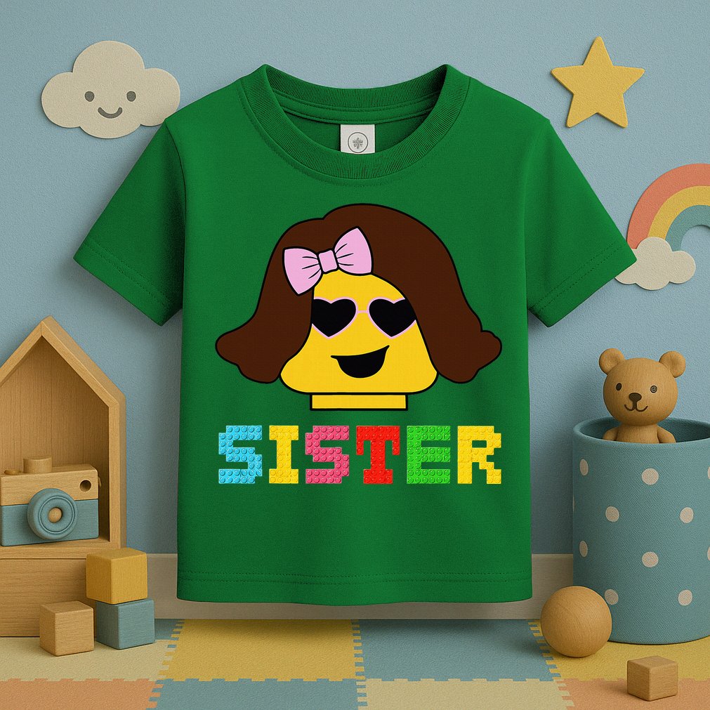 Building Bricks Blocks Sister Master Builder Family Matching Toddler T-Shirt
