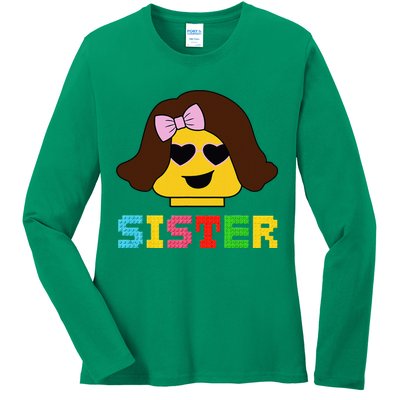 Building Bricks Blocks Sister Master Builder Family Matching Ladies Long Sleeve Shirt