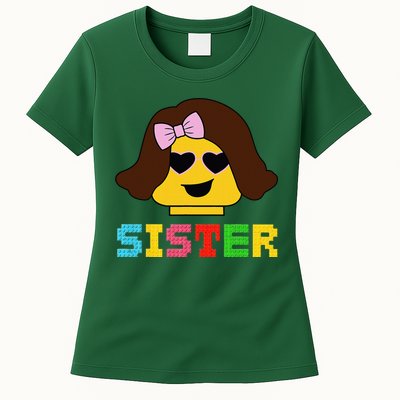 Building Bricks Blocks Sister Master Builder Family Matching Womens T-Shirt