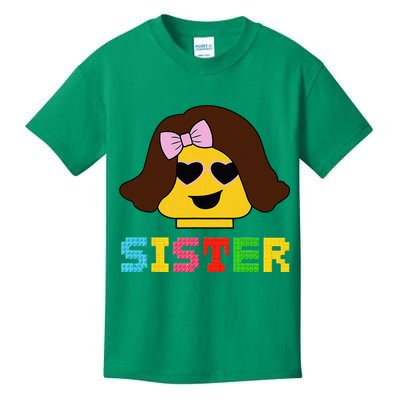 Building Bricks Blocks Sister Master Builder Family Matching Kids T-Shirt