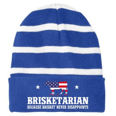 Brisketarian Because Brisket Never Disappoints BBQ Lover Striped Beanie with Solid Band