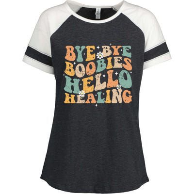 Bye Bye Boobies Hello Healing Enza Ladies Jersey Colorblock Tee