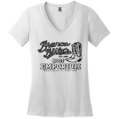 Bronco BillyS Boot Emporium Finland Women's V-Neck T-Shirt