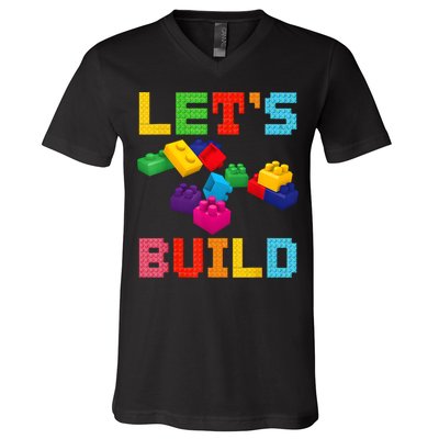 Block Brick Building LetS Build Master Builder Toys Kids V-Neck T-Shirt