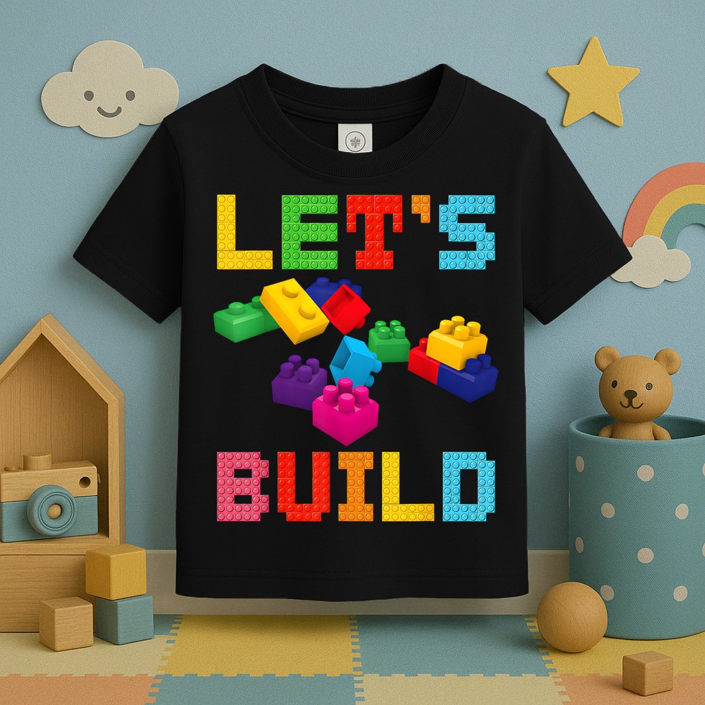 Block Brick Building LetS Build Master Builder Toys Kids Toddler T-Shirt