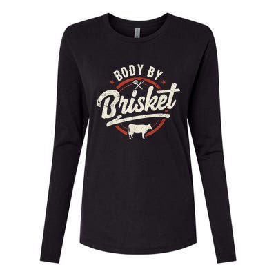 Body By Brisket Backyard Cookout BBQ Grill Womens Cotton Relaxed Long Sleeve T-Shirt