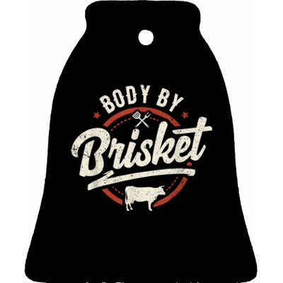 Body By Brisket Backyard Cookout BBQ Grill Ceramic Bell Ornament