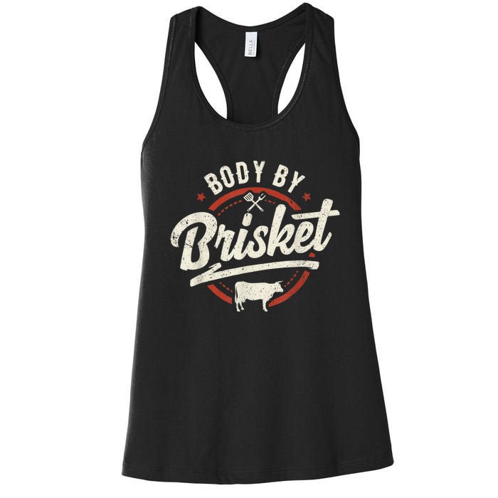 Body By Brisket Backyard Cookout BBQ Grill Women's Racerback Tank