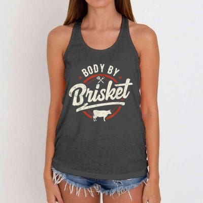 Body By Brisket Backyard Cookout BBQ Grill Women's Knotted Racerback Tank