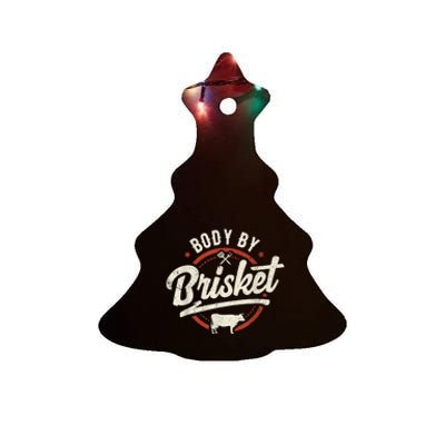 Body By Brisket Backyard Cookout BBQ Grill Ceramic Tree Ornament