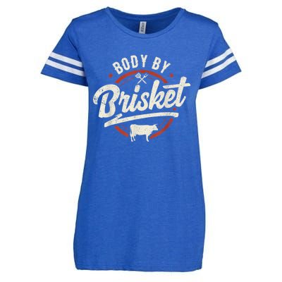 Body By Brisket Backyard Cookout BBQ Grill Enza Ladies Jersey Football T-Shirt