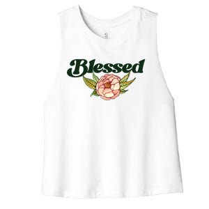 Blessed Beautiful Blessings Artwork Cute Gift Women's Racerback Cropped Tank