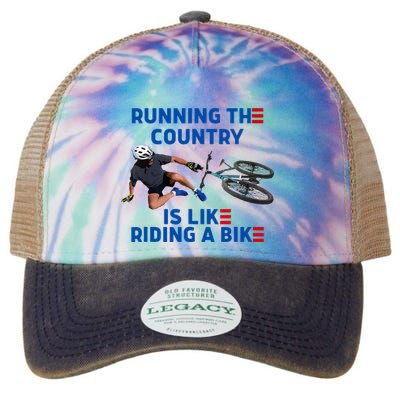 Biden Bike Bicycle Running The Country Is Like Riding A Bike Legacy Tie Dye Trucker Hat